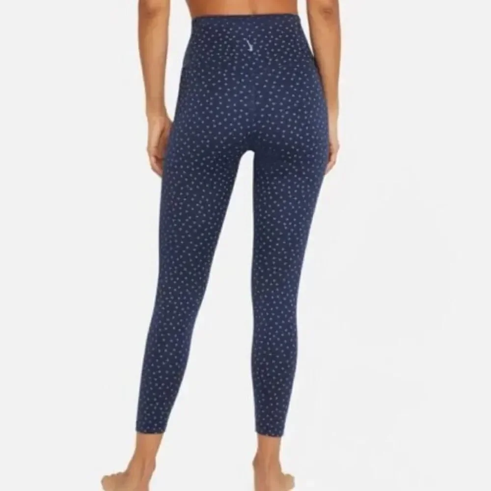 NIKE Yoga Dot Print High Twist Waist 7/8 Capri CZ9144-410 Blue Leggings Size Med